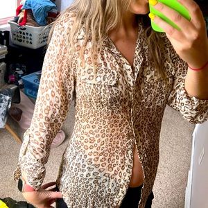 Y2K lucky brand sheer button up